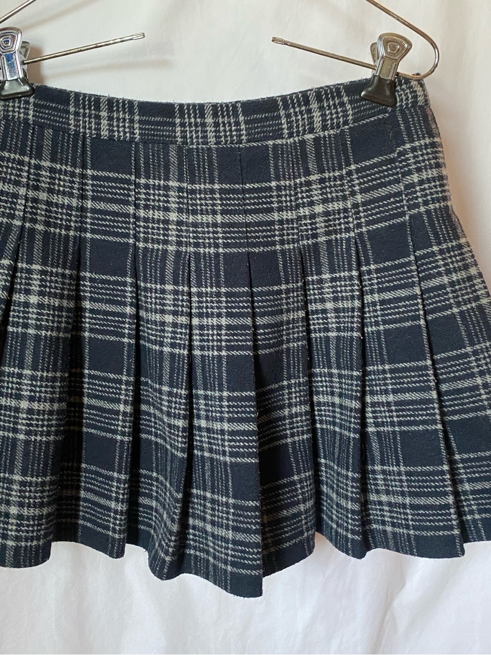 Pleated Plaid Mini Skirt - Black & White